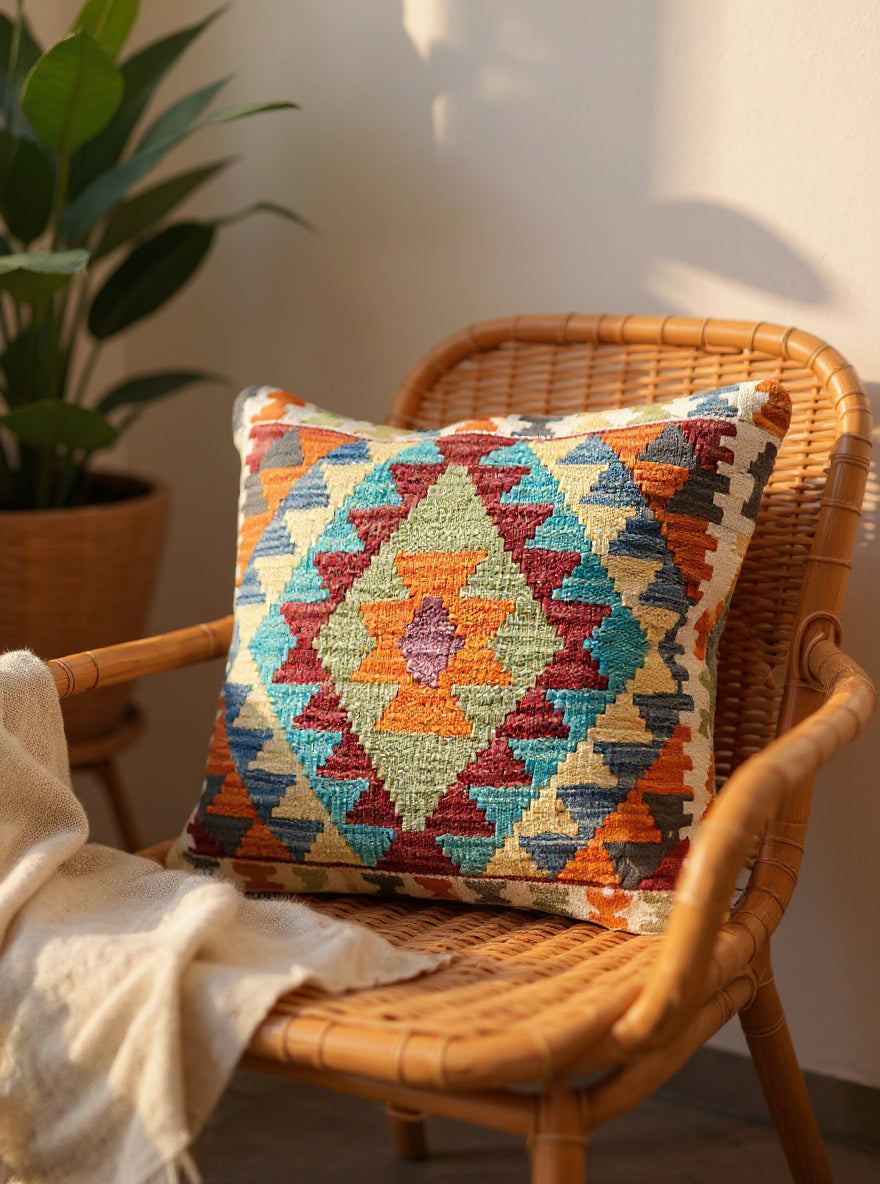 Afghan Kilim Cushion Cover - 45 x 45 cm