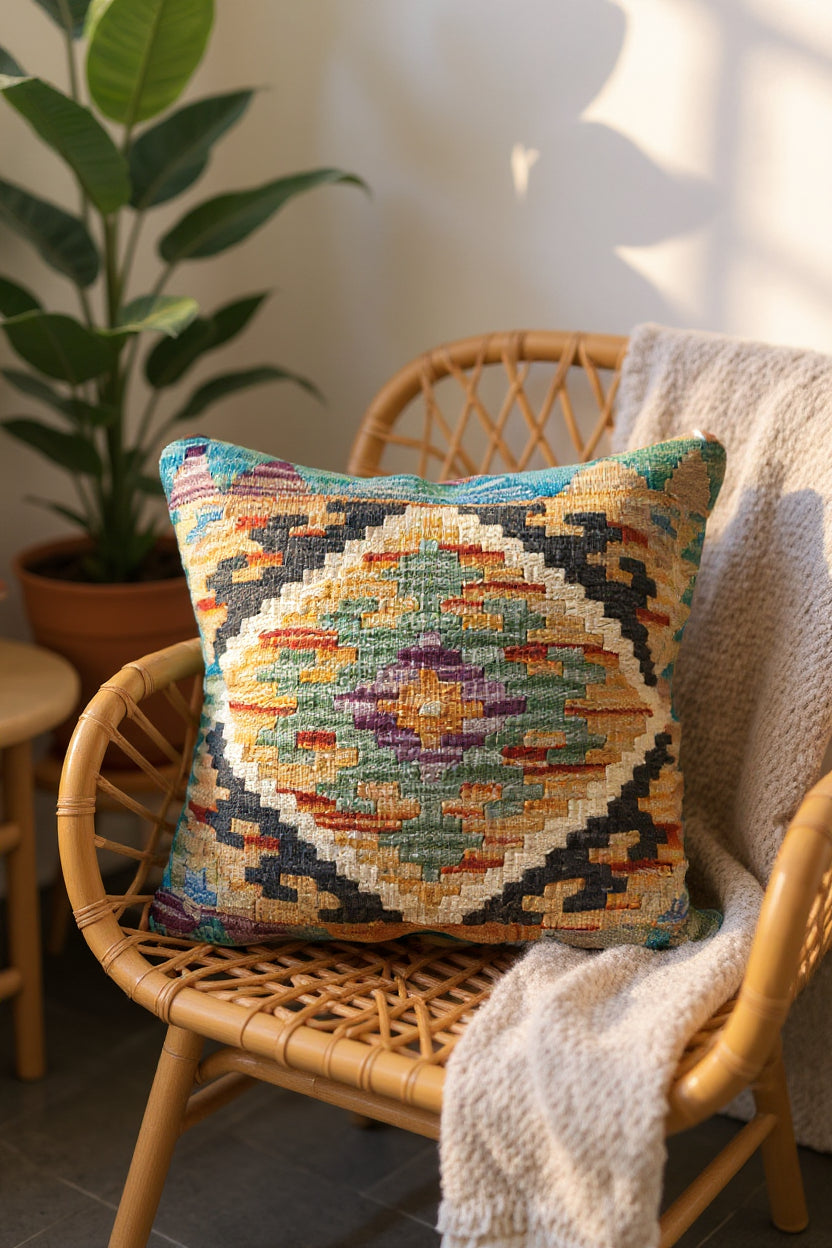 Afghan Kilim Cushion Cover - 45 x 45 cm
