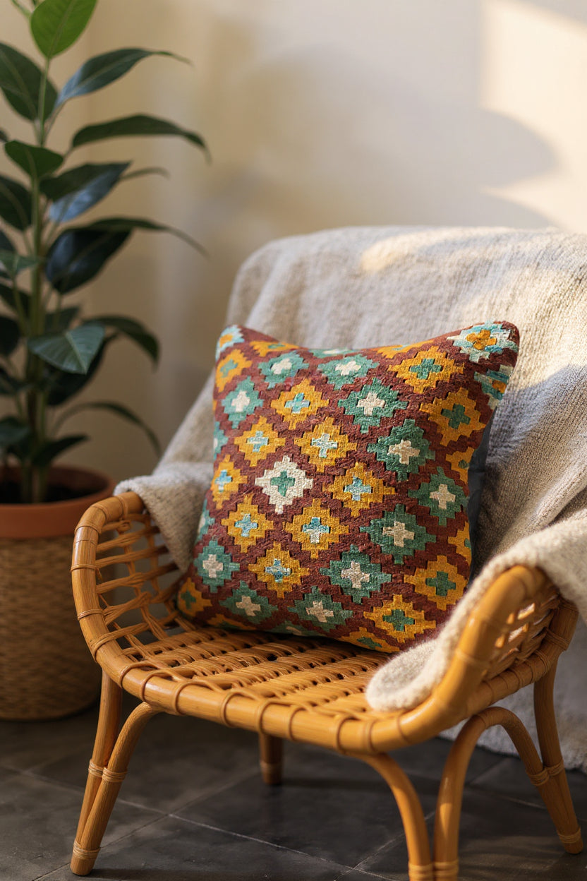 Afghan Kilim Cushion Cover - 45 x 45 cm