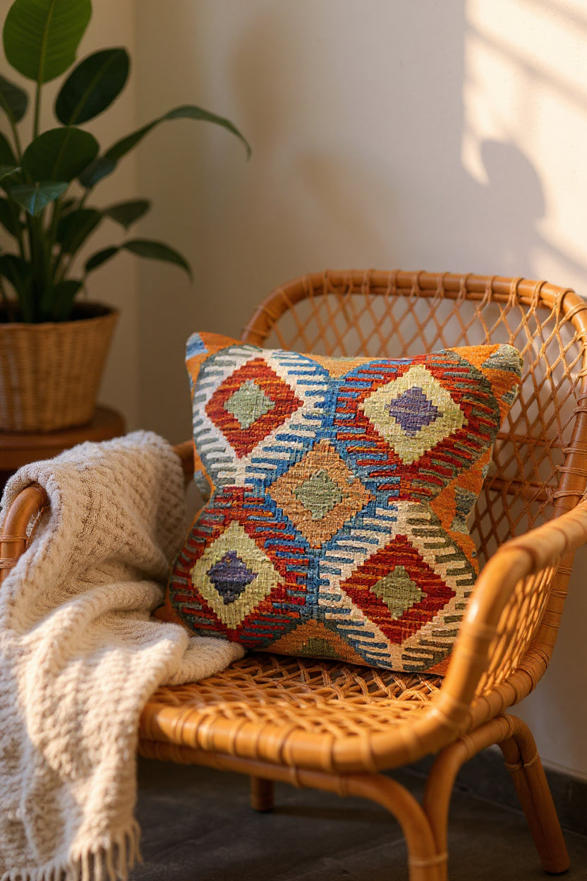 Afghan Kilim Cushion Cover - 45 x 45 cm