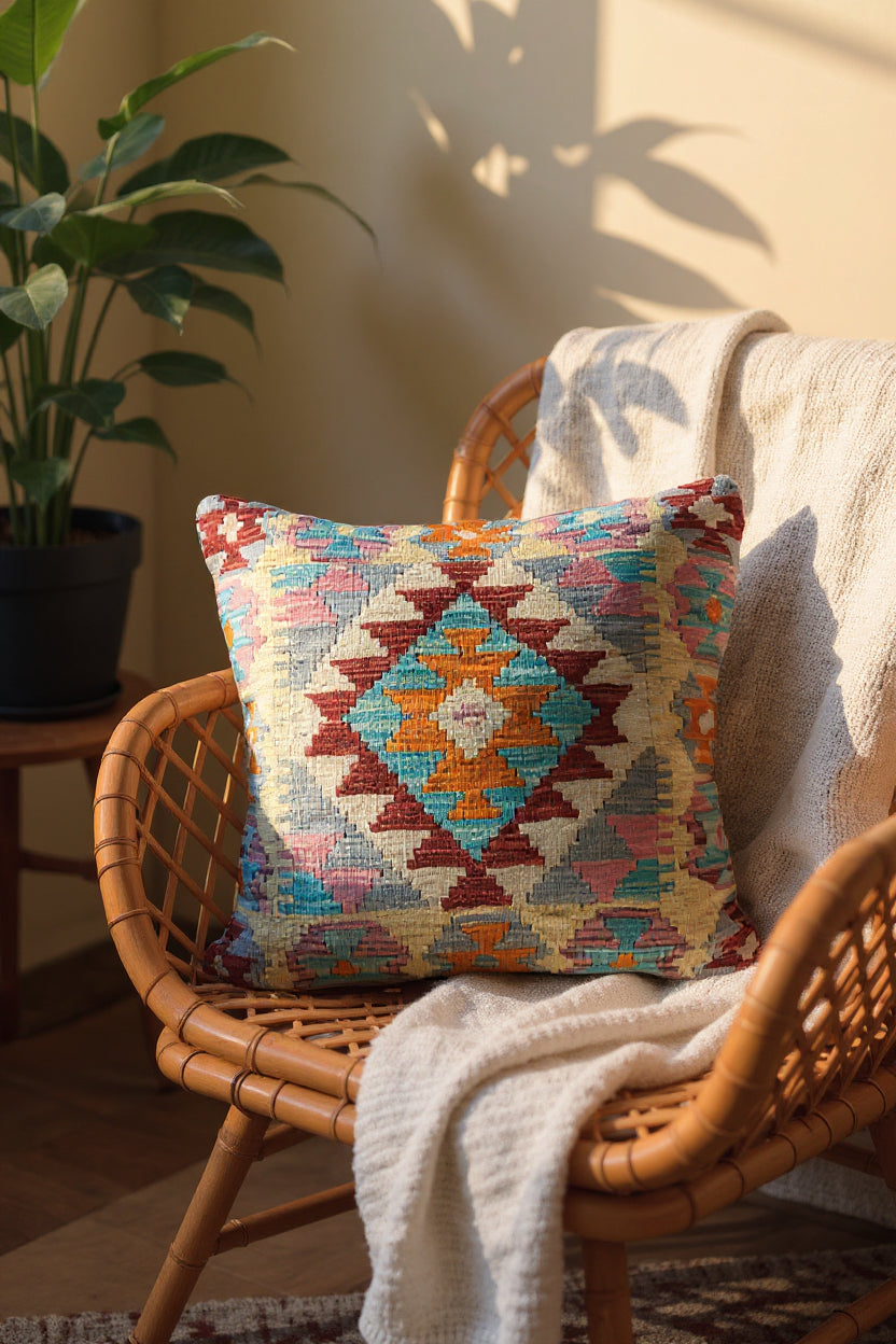 Afghan Kilim Cushion Cover - 45 x 45 cm