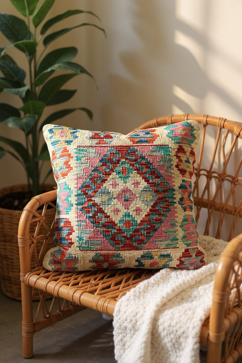Afghan Kilim Cushion Cover - 45 x 45 cm