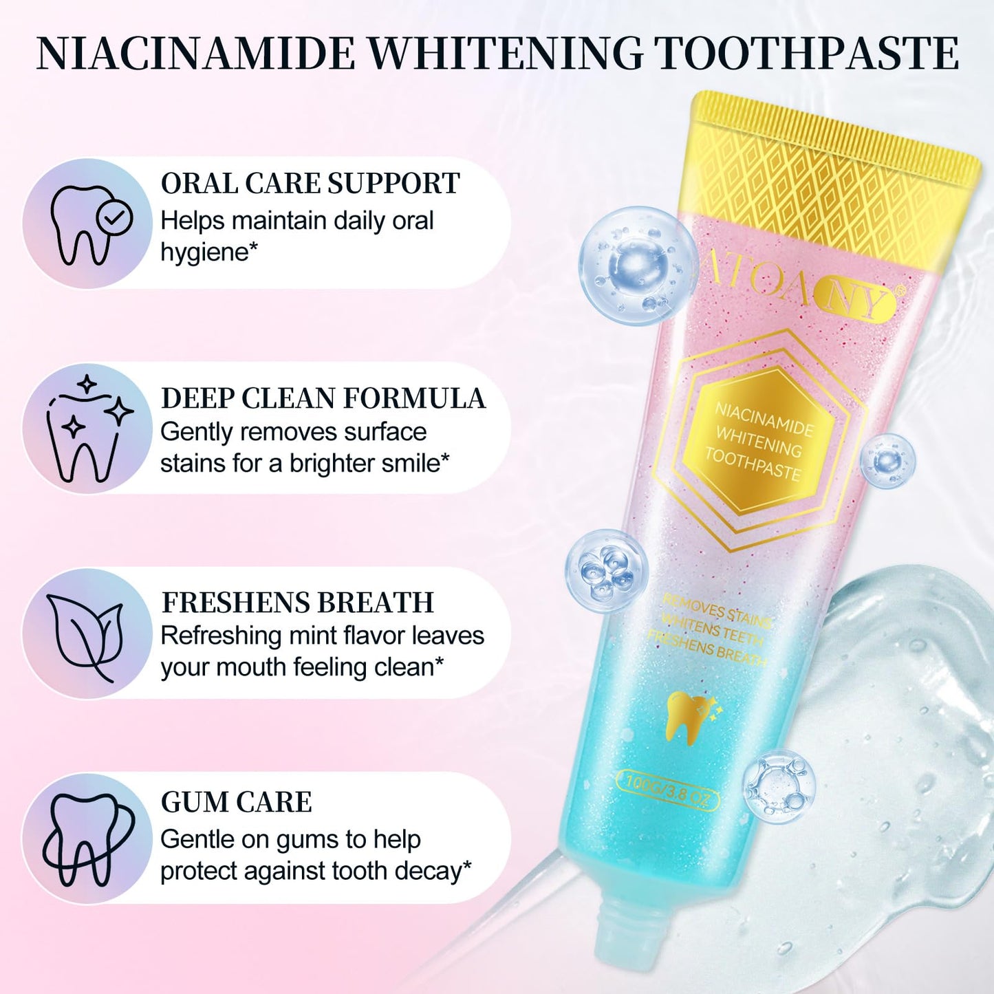 Niacinamide Whitening Toothpaste 3.5oz – Stain Removal & Enamel Protection
