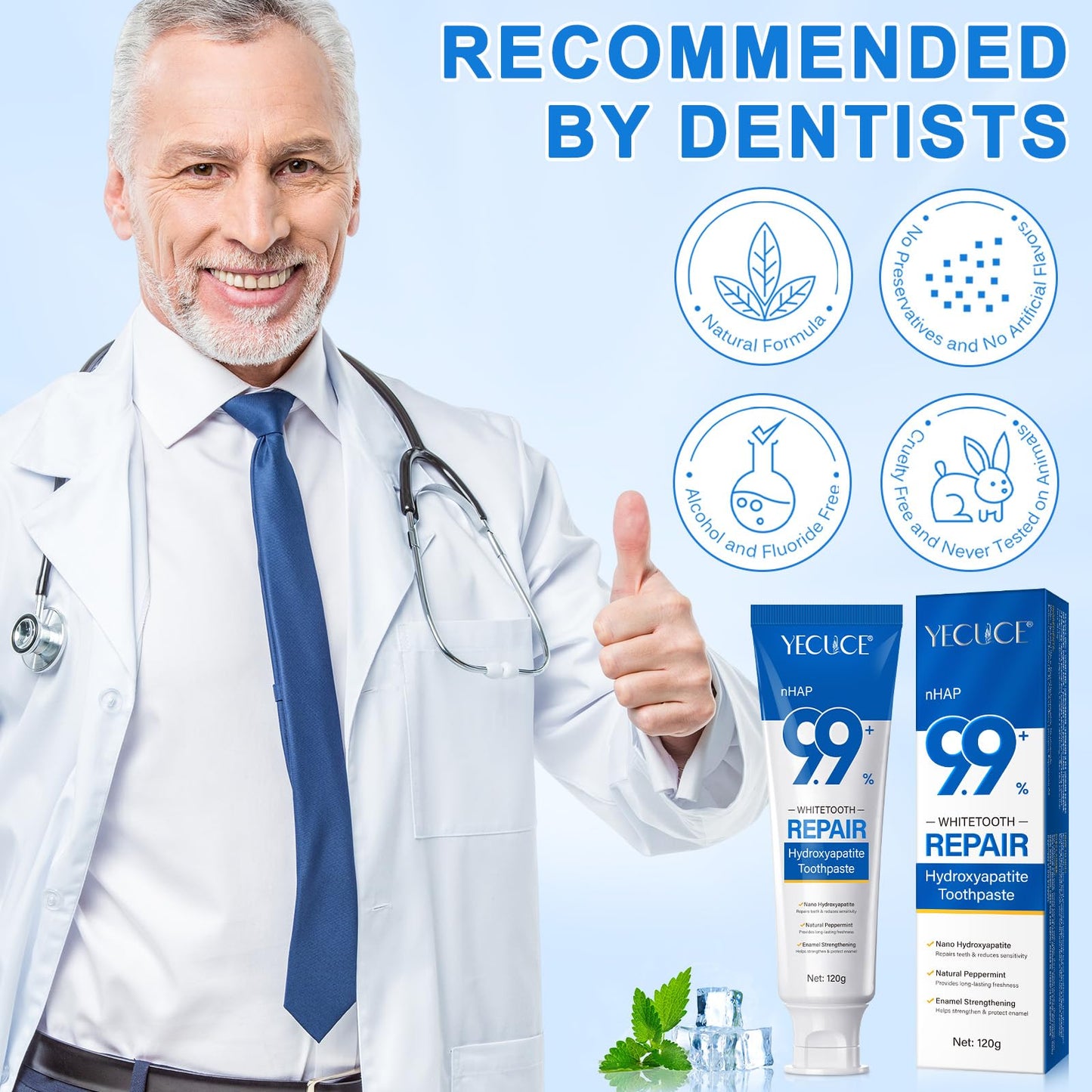 9.9% Hydroxyapatite Toothpaste (2Pcs) – Enamel Protection & Strong Teeth
