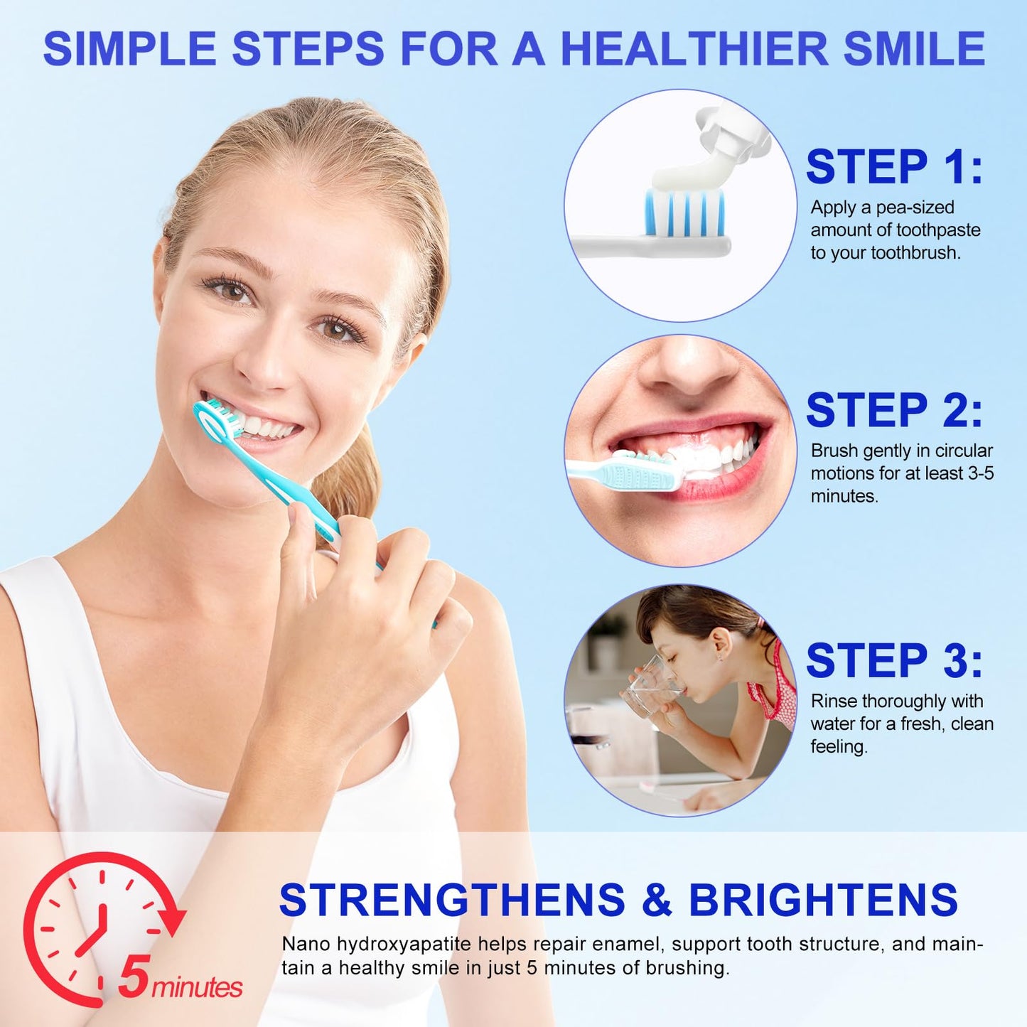 7.5% Hydroxyapatite Toothpaste (Fluoride Free) – Nano HA for Sensitive Teeth, Enamel Protection (2pcs)