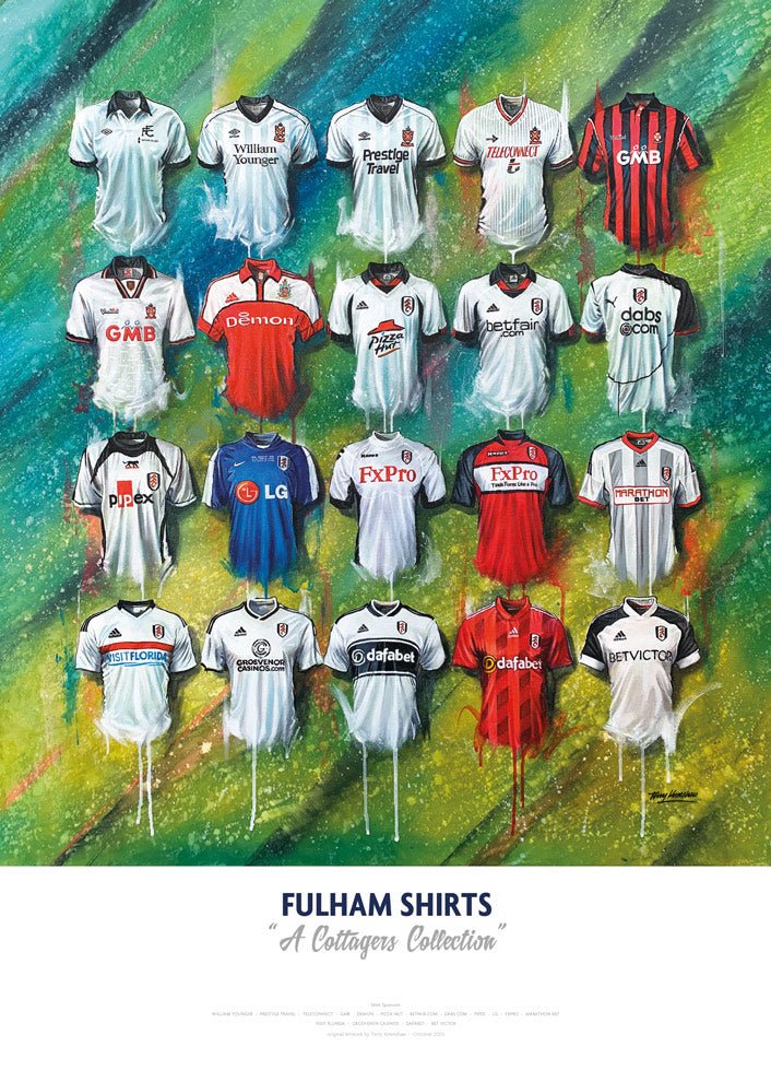 Fulham FC Shirts - A2 Signed Limited Edition Print