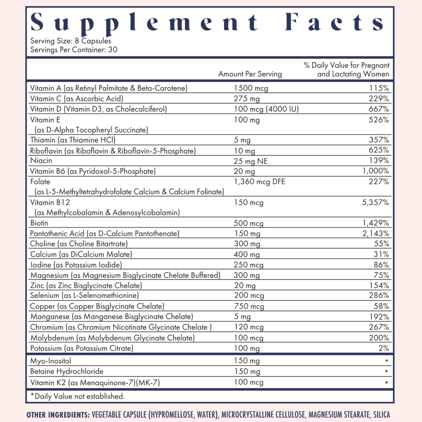 FullWell Prenatal Vitamins | Choline, Folate & Vitamin D for fetal growth | 26+ nutrients