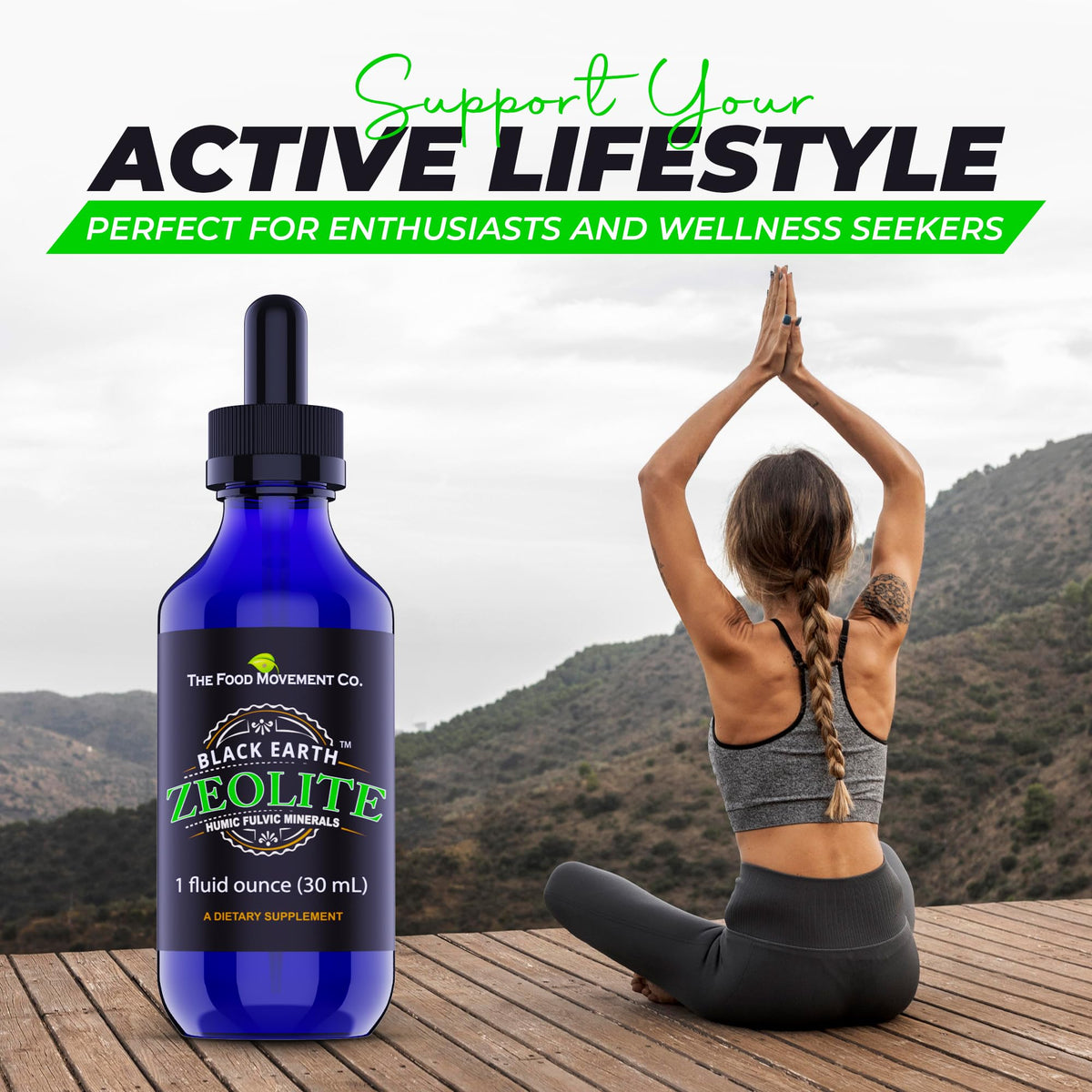 Black Earth Zeolite with Humic Fulvic Acids Trace Minerals for Adults and Kids for Detox, Gut Health and Immune Support - 1oz Liquid Drops Supplement