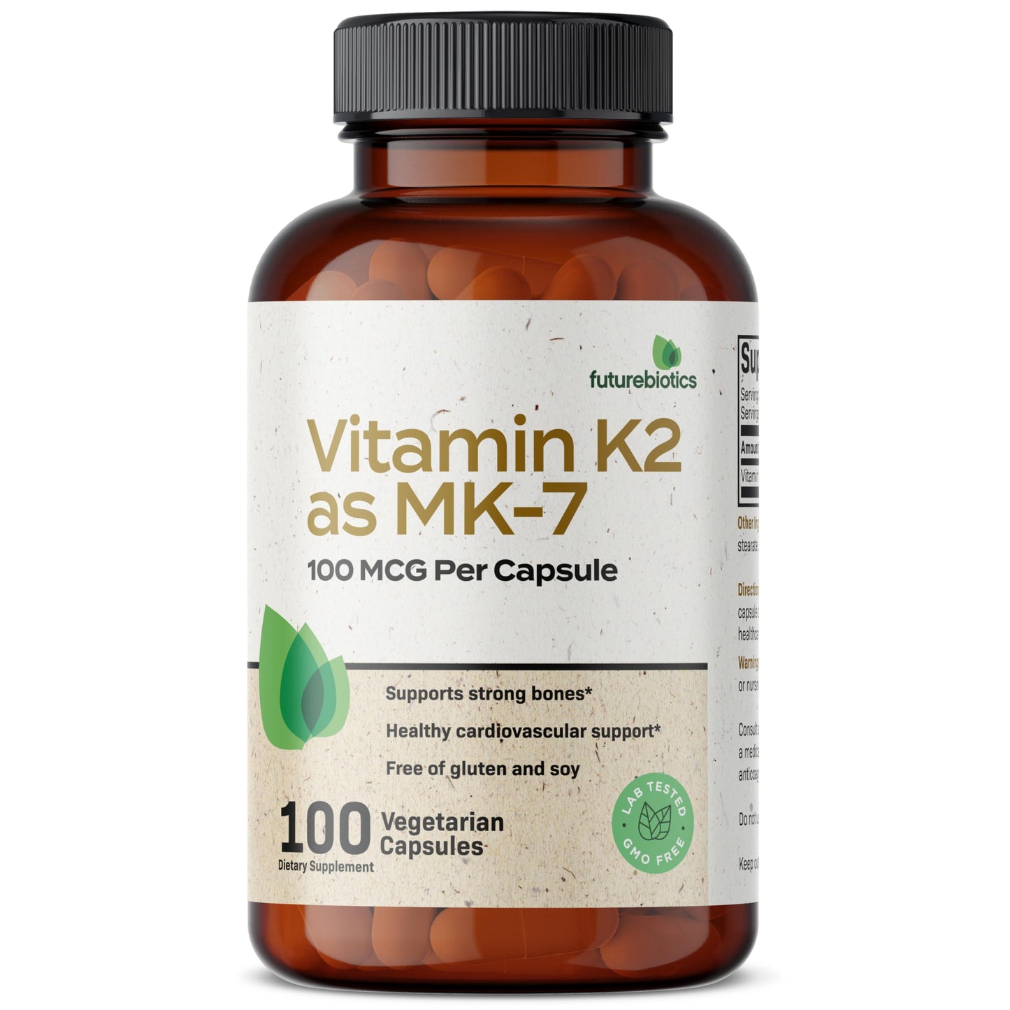 Futurebiotics Vitamin K2 as MK-7 100 mcg – Supports Strong Bones, Non-GMO, 100 Vegetarian Capsules (Pack of 2)
