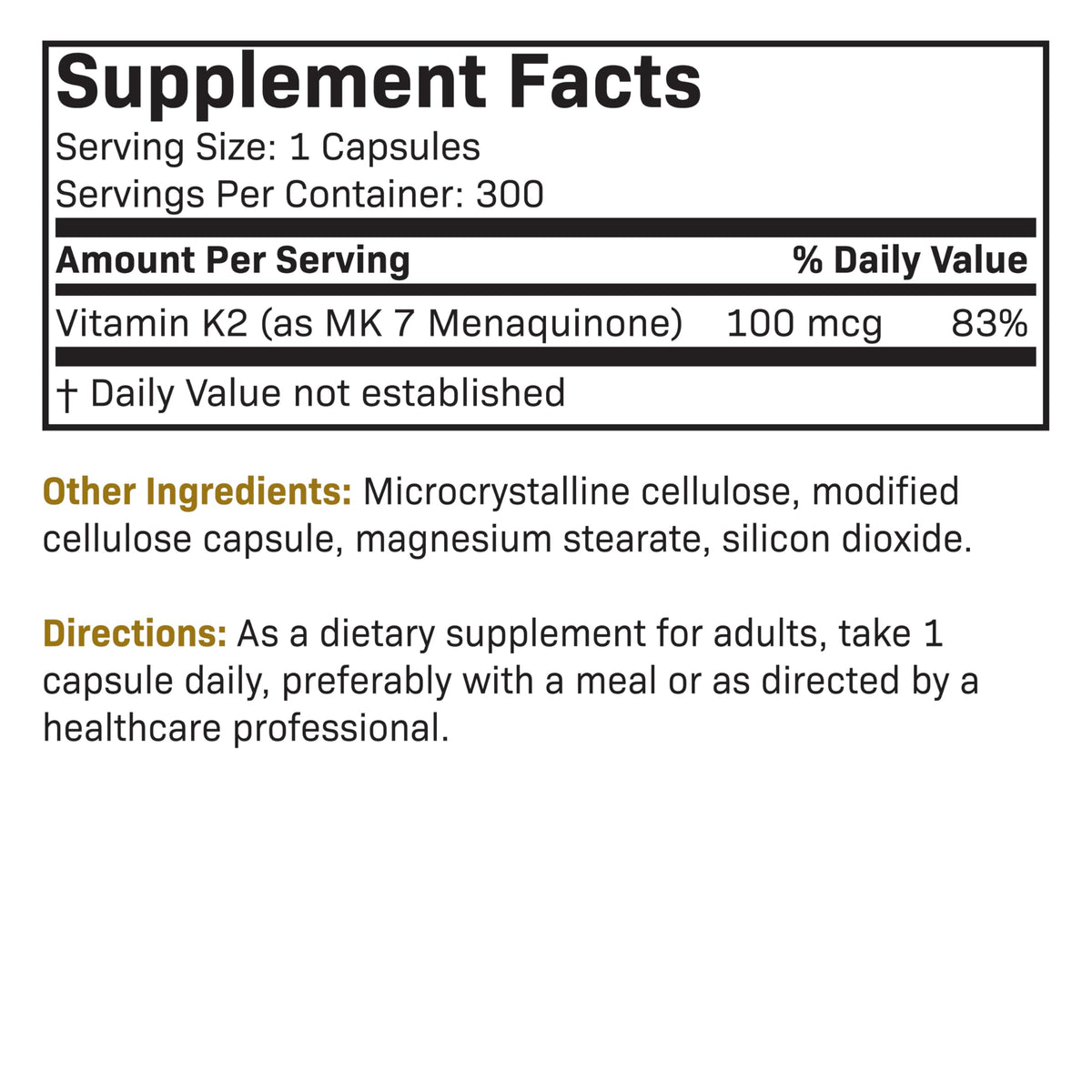 Futurebiotics Vitamin K2 as MK-7 100 mcg – Supports Strong Bones – 300 Vegetarian Capsules