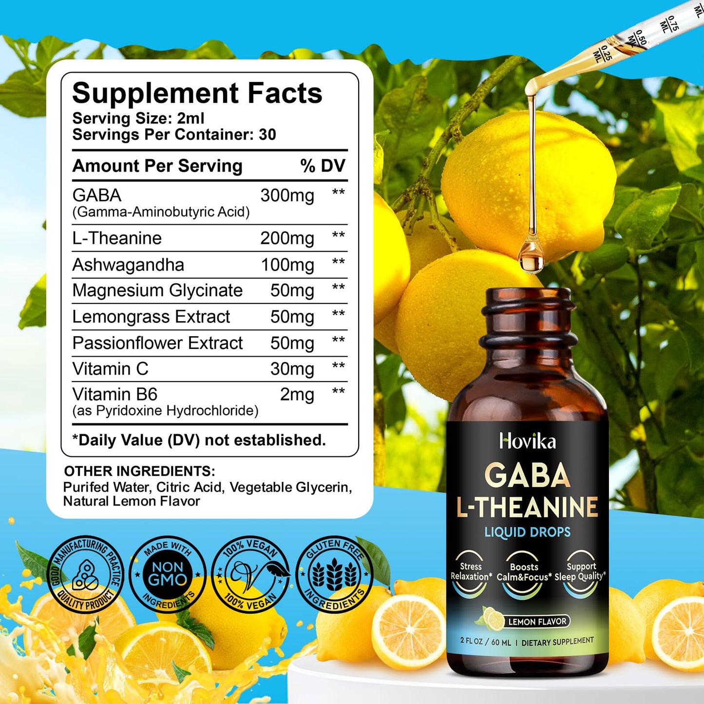 GABA L-Theanine Drops – Sleep, Calm Mood & Focus (Lemon, 2 oz)