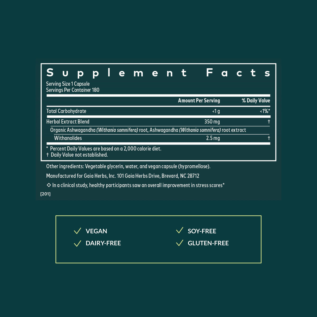 Gaia Herbs Ashwagandha Root - Stress Relief & Sleep Support, 180 Vegan Liquid Phyto-Caps (90 Servings)