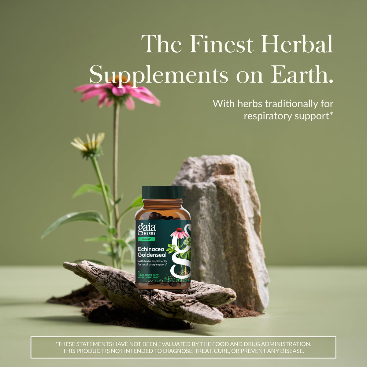 Gaia Herbs Echinacea Goldenseal - Immune Support & Respiratory Health - 60 vegan liquid phyto-capsules