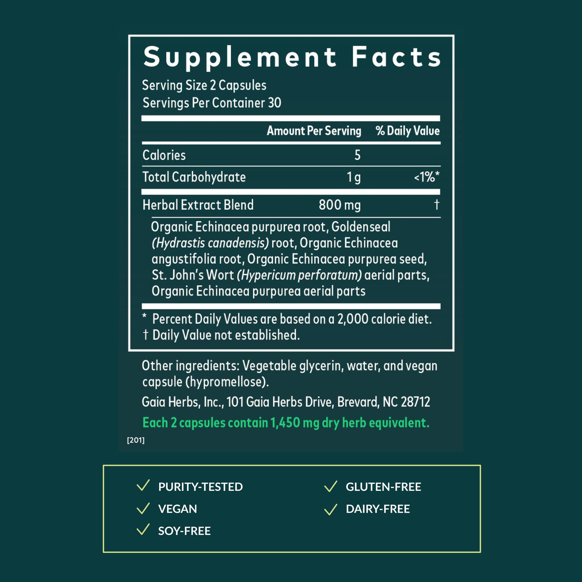 Gaia Herbs Echinacea Goldenseal - Immune Support & Respiratory Health - 60 vegan liquid phyto-capsules