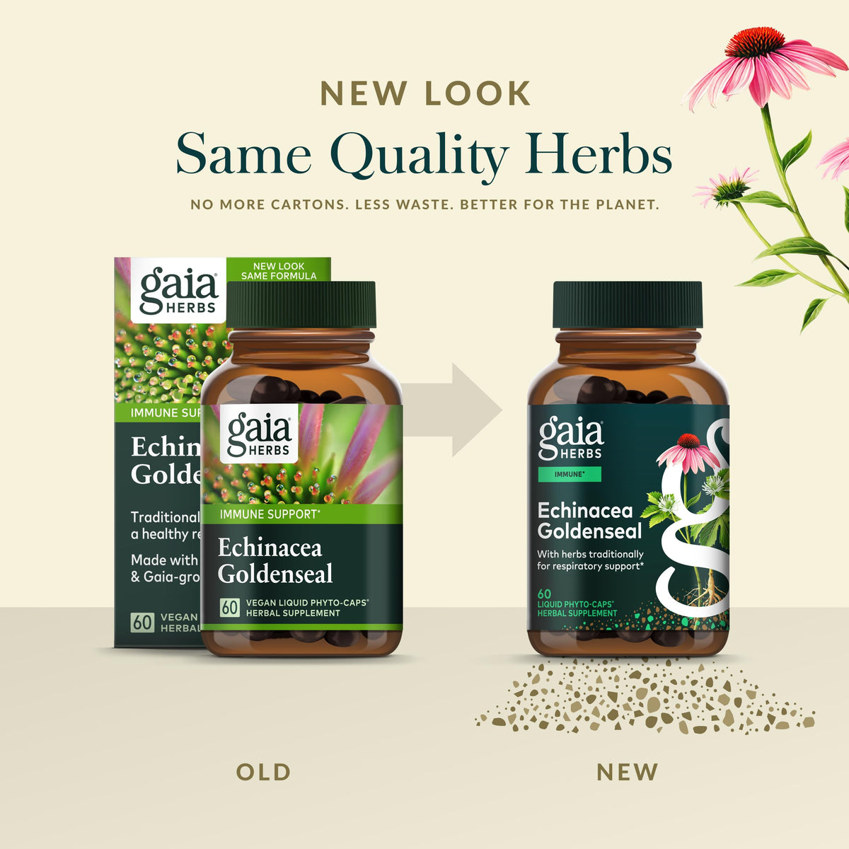 Gaia Herbs Echinacea Goldenseal - Immune Support & Respiratory Health - 60 vegan liquid phyto-capsules
