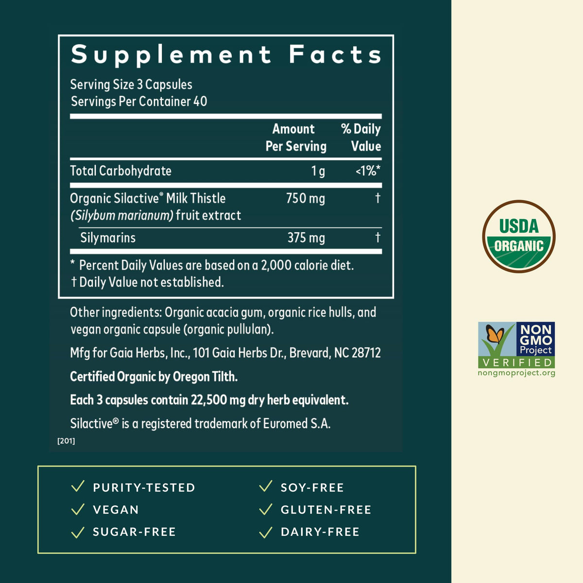 Gaia Herbs Milk Thistle - Liver Support Supplement | 120 Vegan Capsules