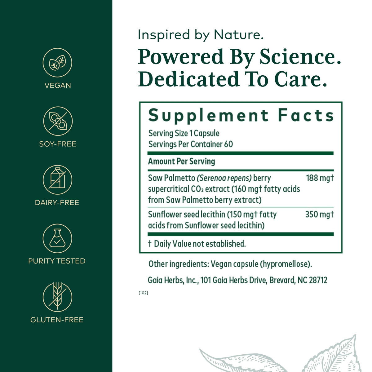 GAIA HERBS PRO Saw Palmetto PRO – Prostate Support, 60 Caps, Vegan