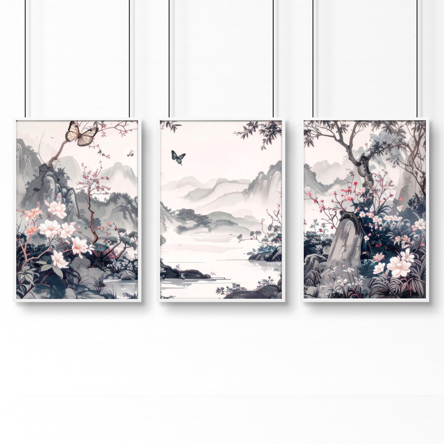 Gallery Wall Prints | Set of 3 Chinoiserie Wall art Prints