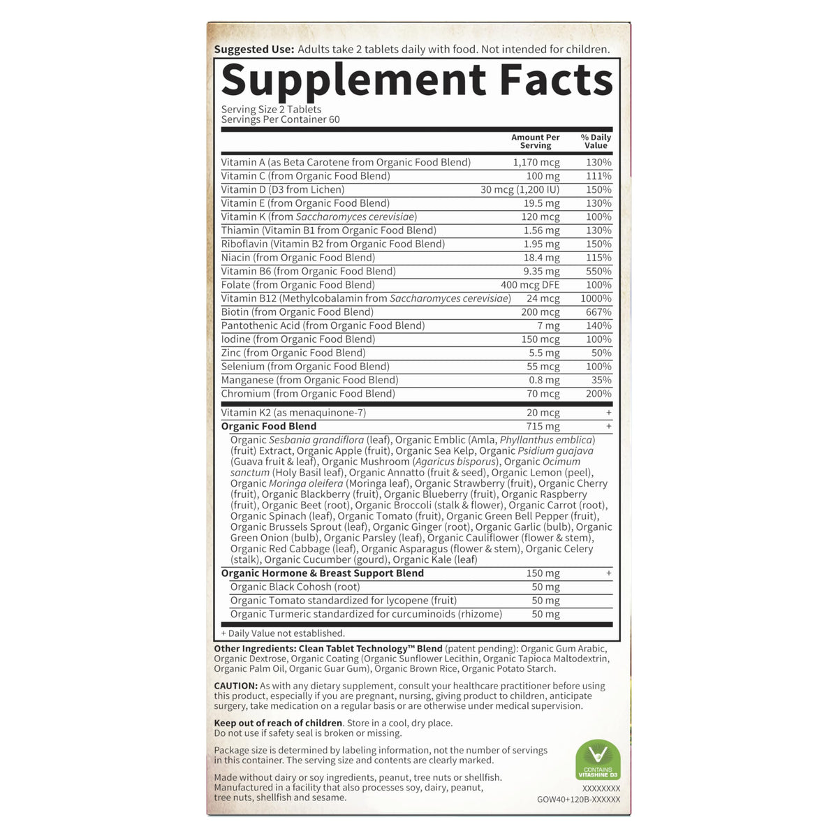 Garden of Life Organics Women 40+ Multivitamin – Organic, Vegan, Hormone & Breast Health Support (120 Tablets)