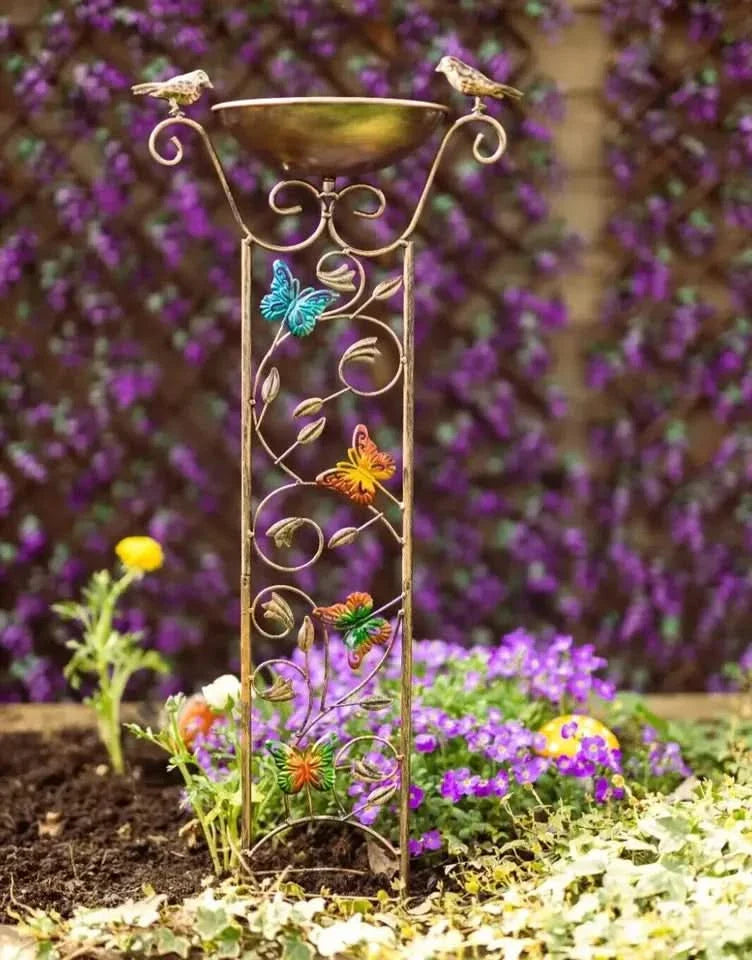 Bronze Effect Bird Bath Garden Trellis – Weatherproof Outdoor Bird Feeder