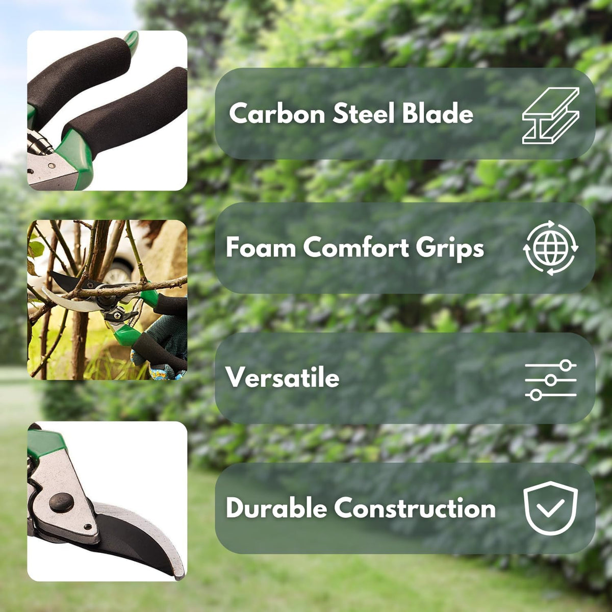 Pruning Shears 8 Inch Carbon Steel Garden Secateurs