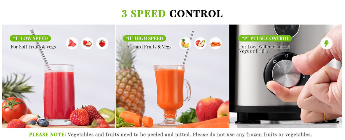 Juicer Machine 800W 3 Speed Stainless Steel Fruit Vegetable SHARDOR