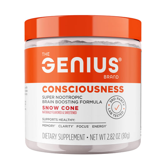 The Genius Brand Genius Consciousness – All-in-One Brain Health Supplement for Clarity, Focus & Creativity | Snow Cone | 15 Servings
