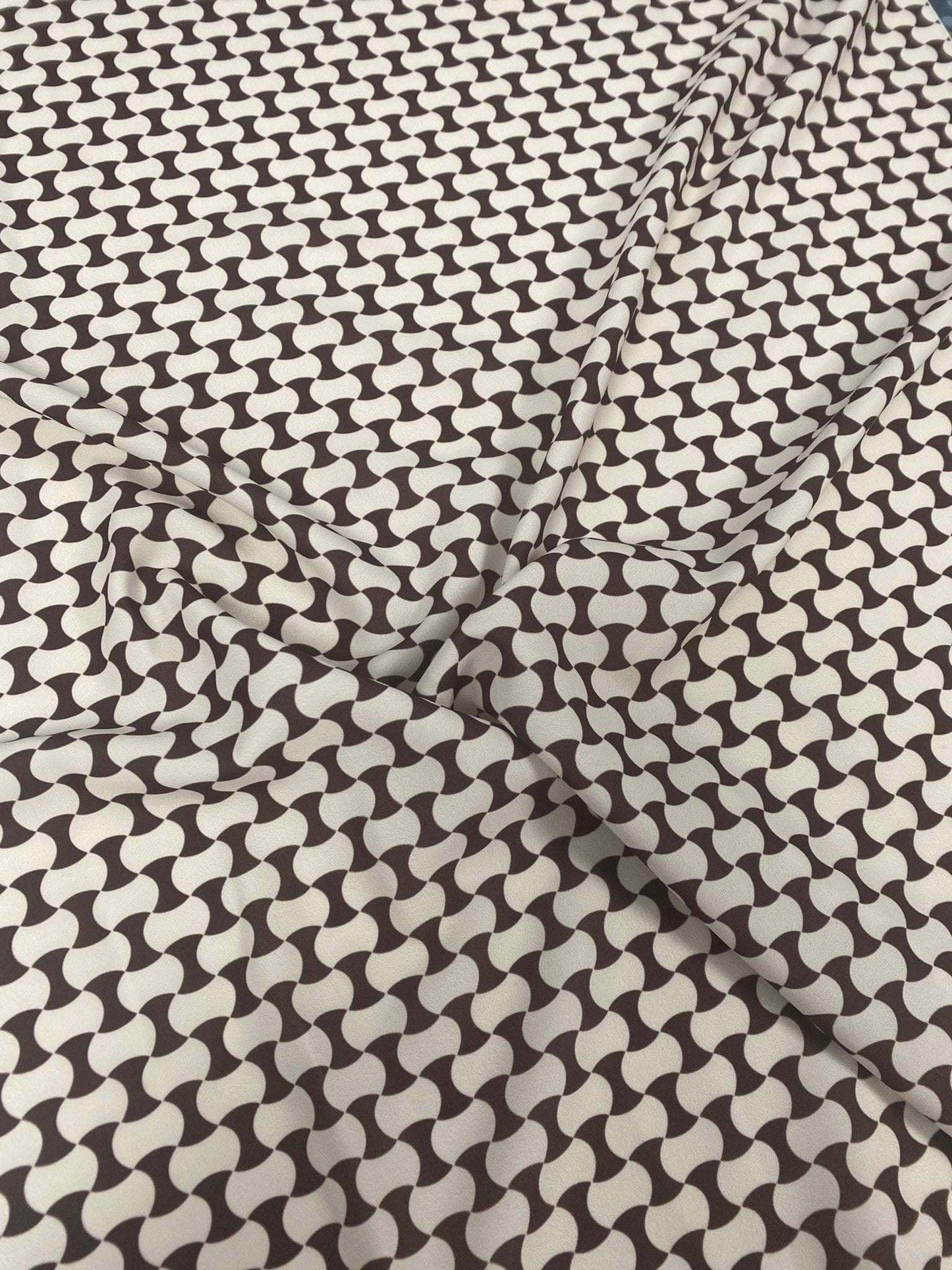 Geometric Black and White Optical Illusion Fabric by the Metre