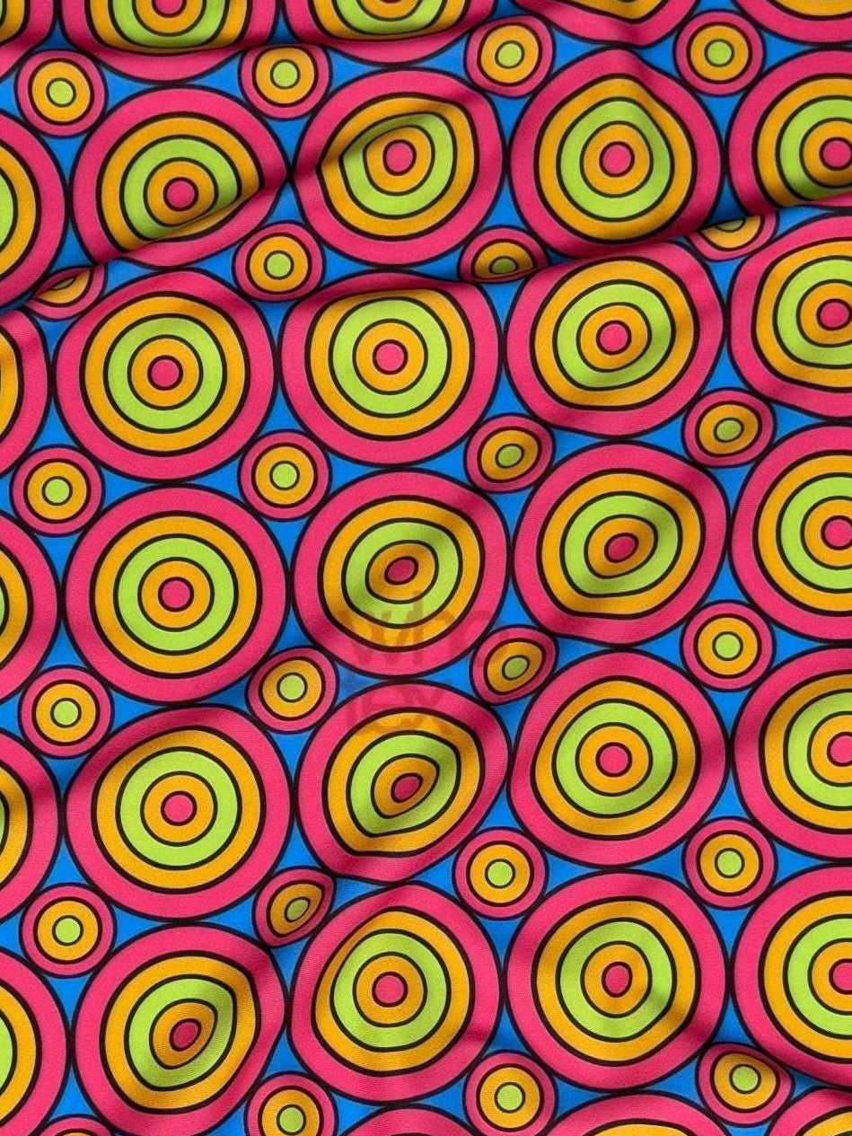 Colorful Geometric Circles Print Fabric by Metre