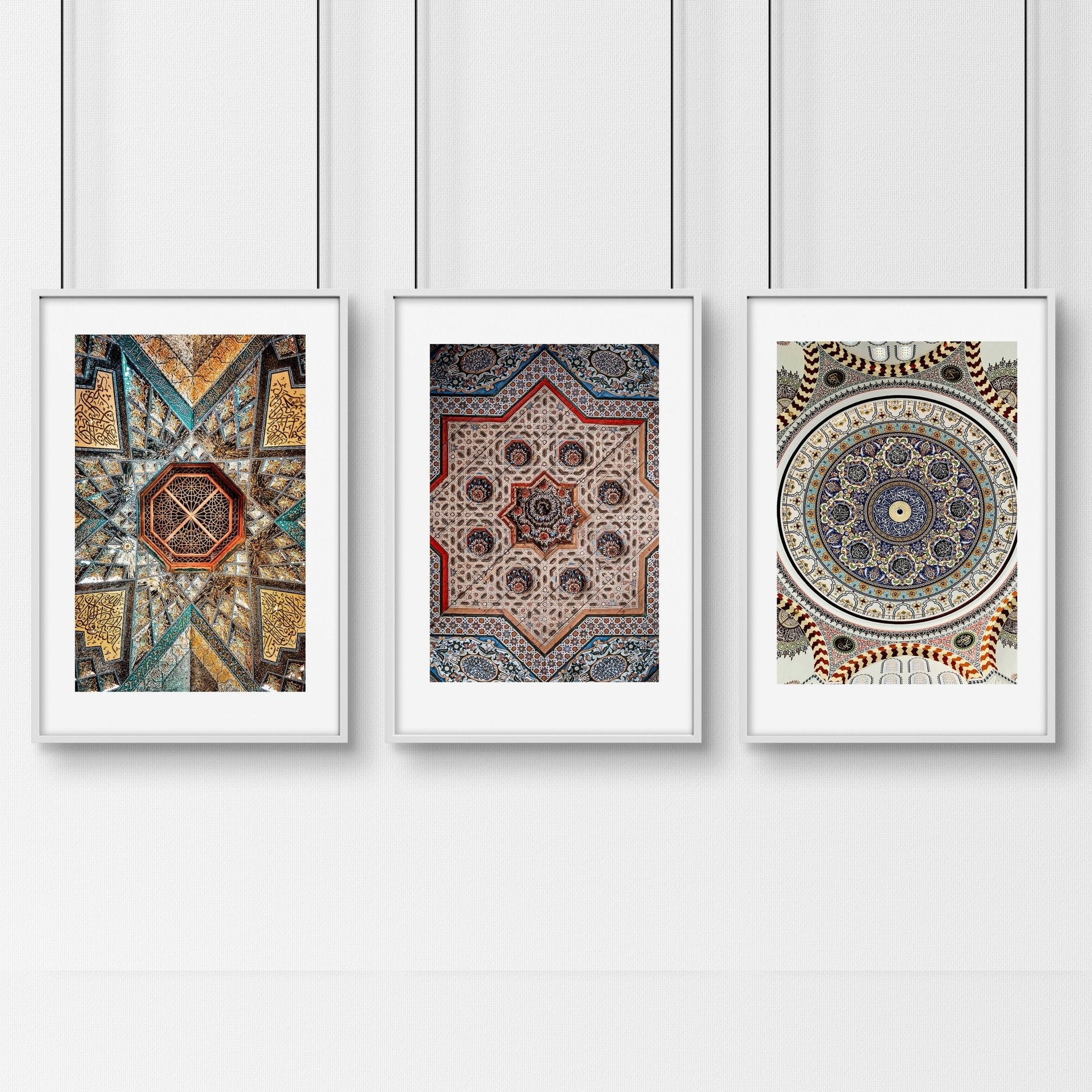 Geometric patterns in Islamic art | set of 3 prints for bedroom walls