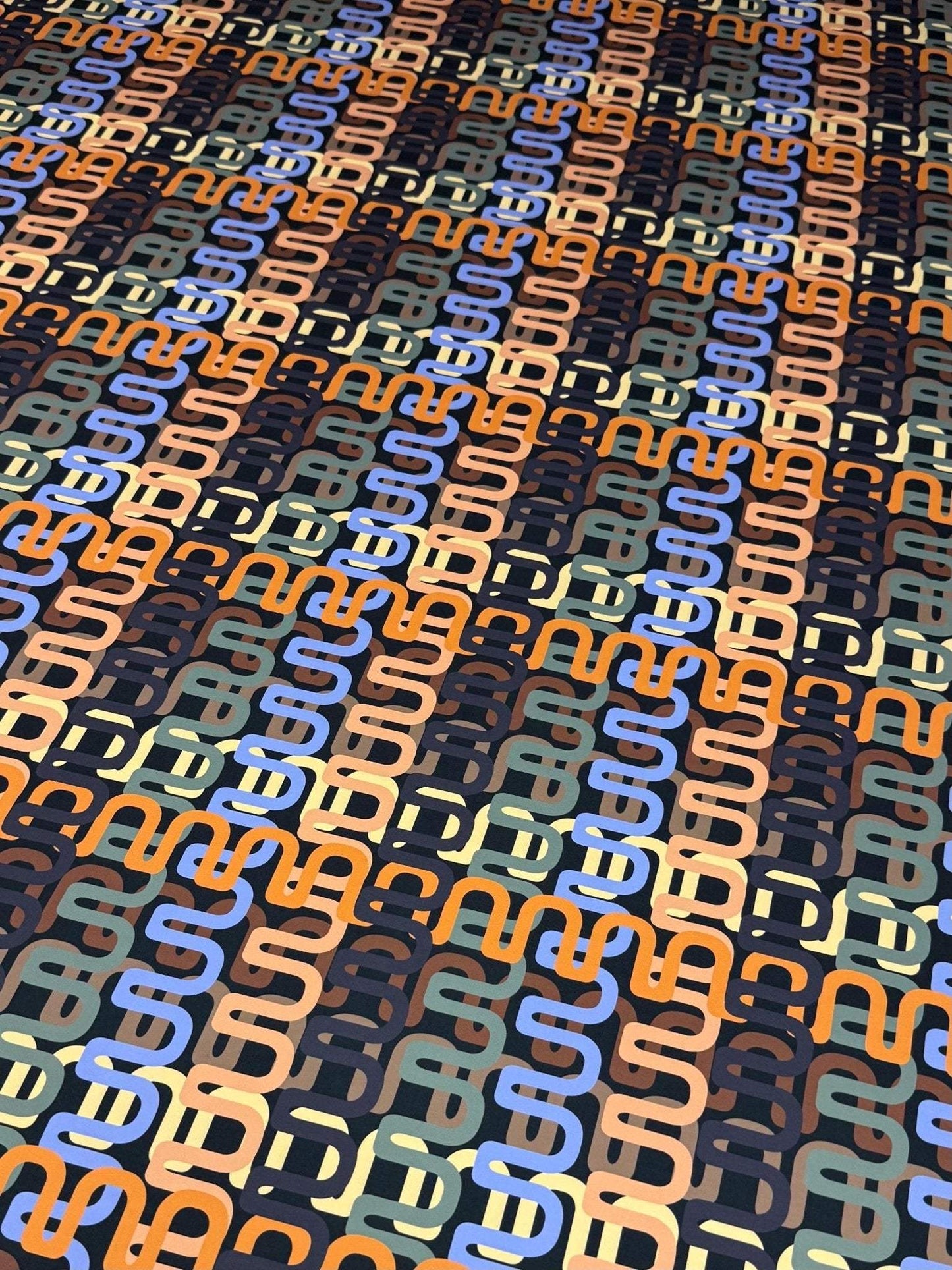 Geometric Retro Chain Link Pattern Fabric Sold by Metre