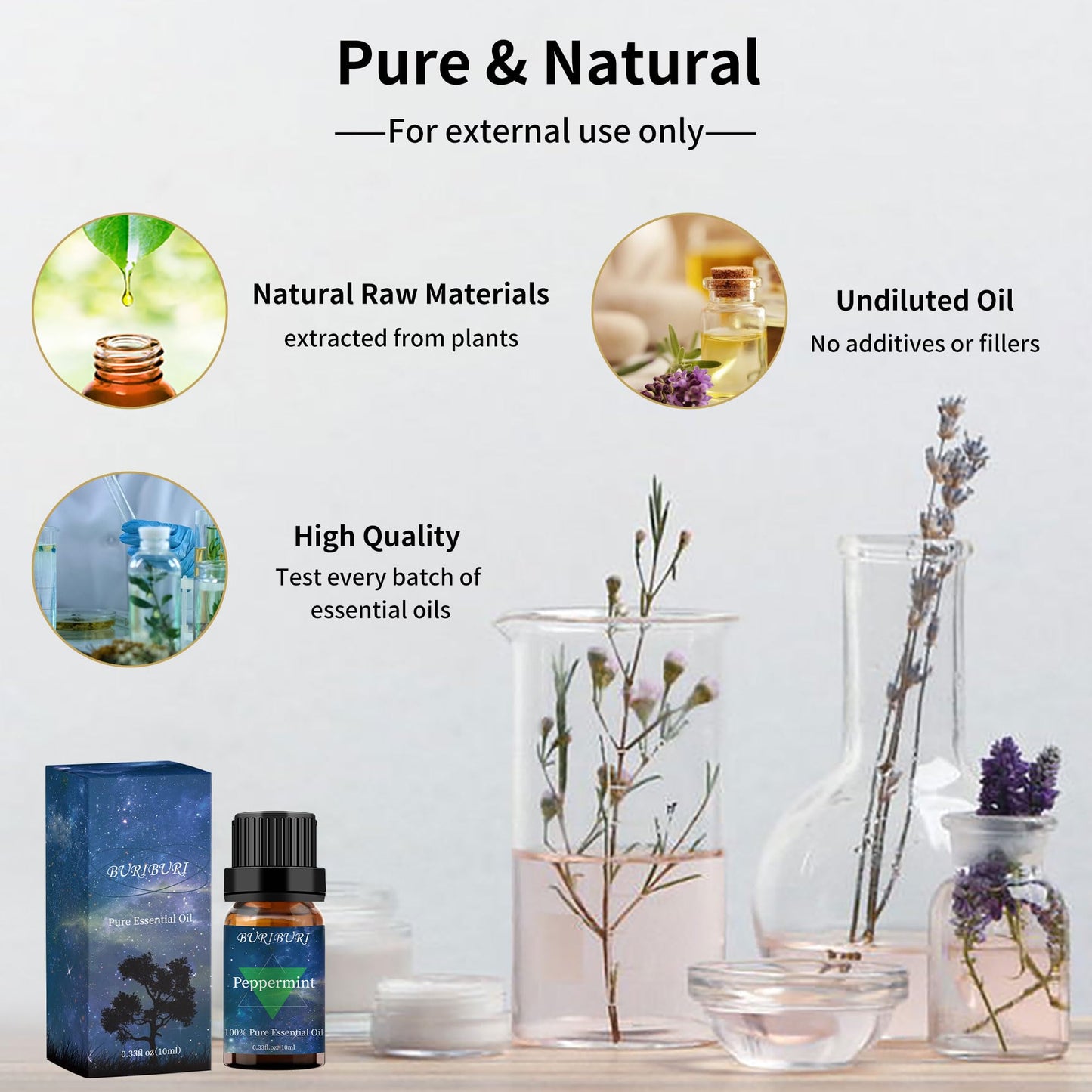 Lavender & Peppermint Essential Oil Gift Set – 100% Pure & Undiluted, 10ml x2