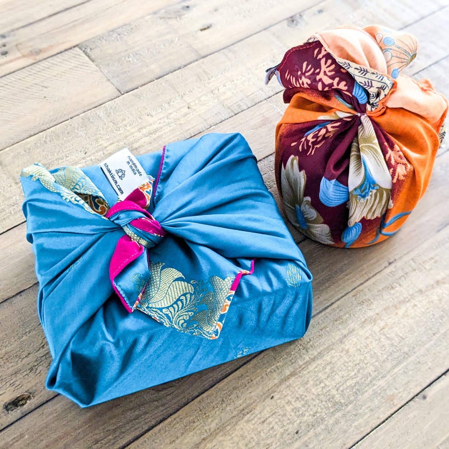 Reusable sari gift wrap, upcycled and reversible