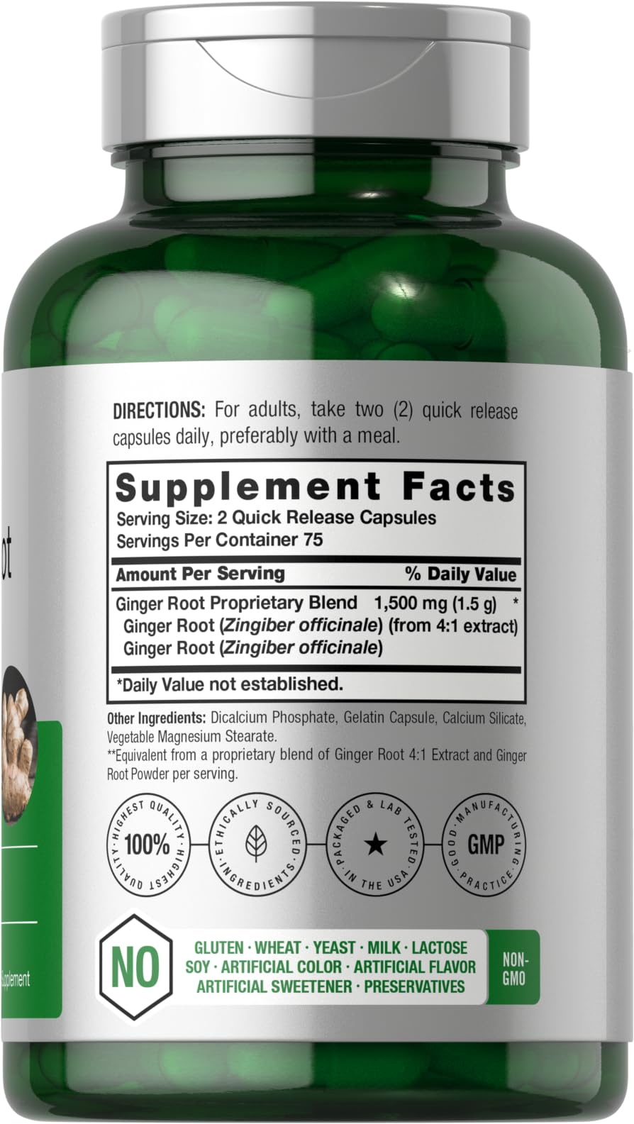 Horbäach Ginger Root Capsules 1500 mg | 150 Pills | Non-GMO, Gluten Free | Ginger Root Extract (Pack of 2)