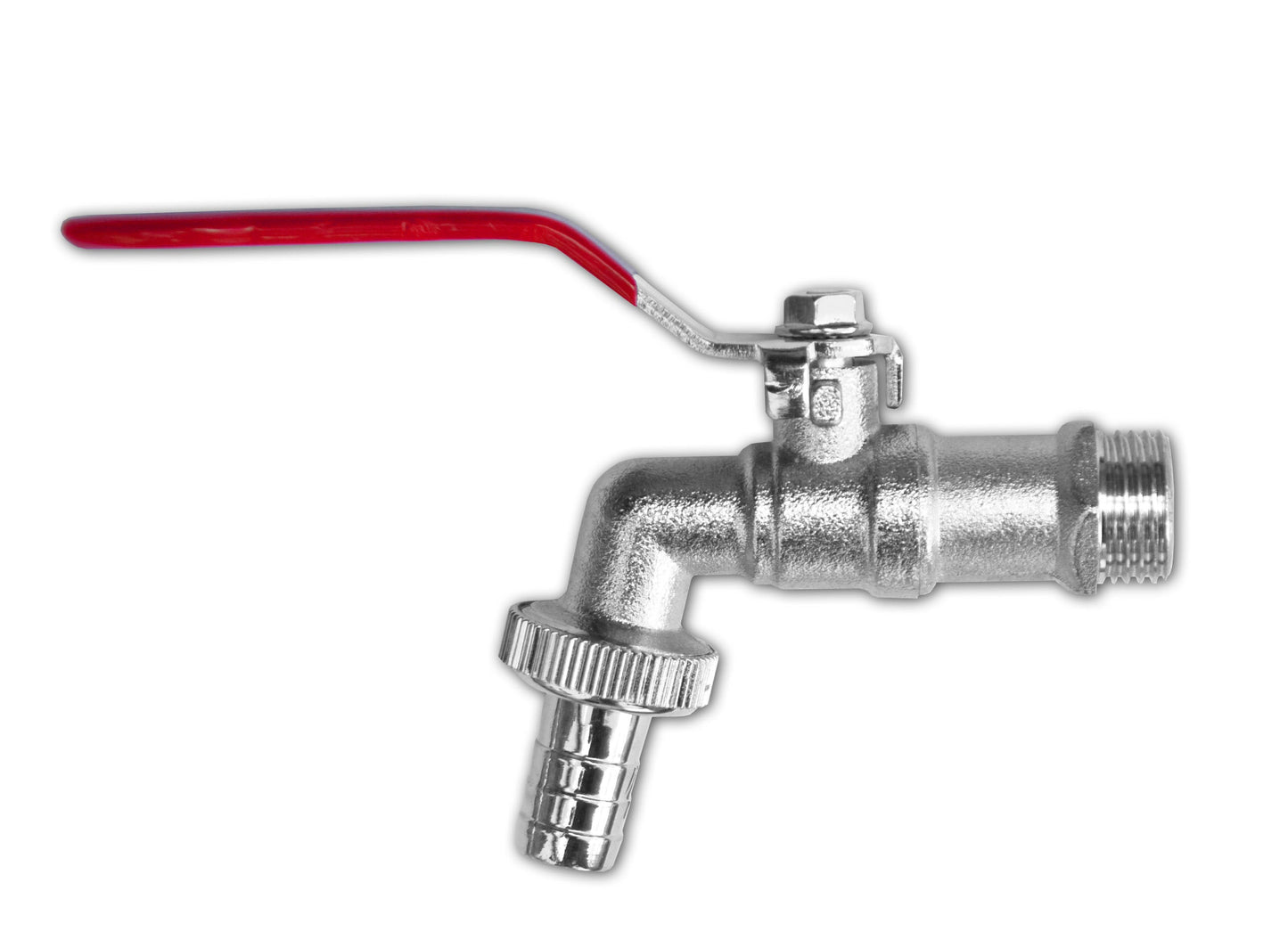 Garden Lever Tap Brass Nickle Plated 3/4in BSPM Inlet Barb Outlet Bradas