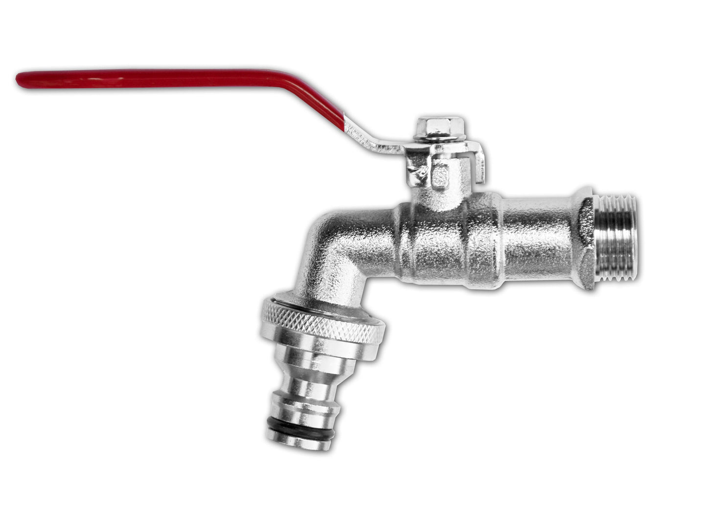 Garden Lever Tap Brass Nickle Plated 3/4in BSPM Inlet Snap-On Bradas Tap Adapter
