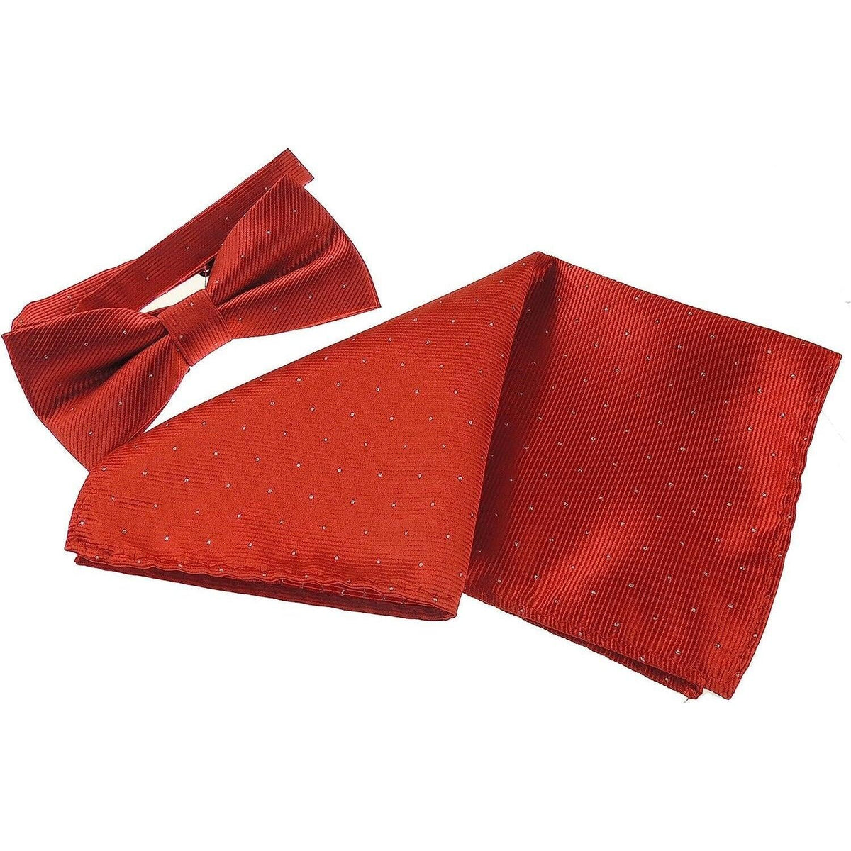 Set Bow Tie and Pocket Square Men's Evening/ Wedding/ Groom Fine Silver Glitter