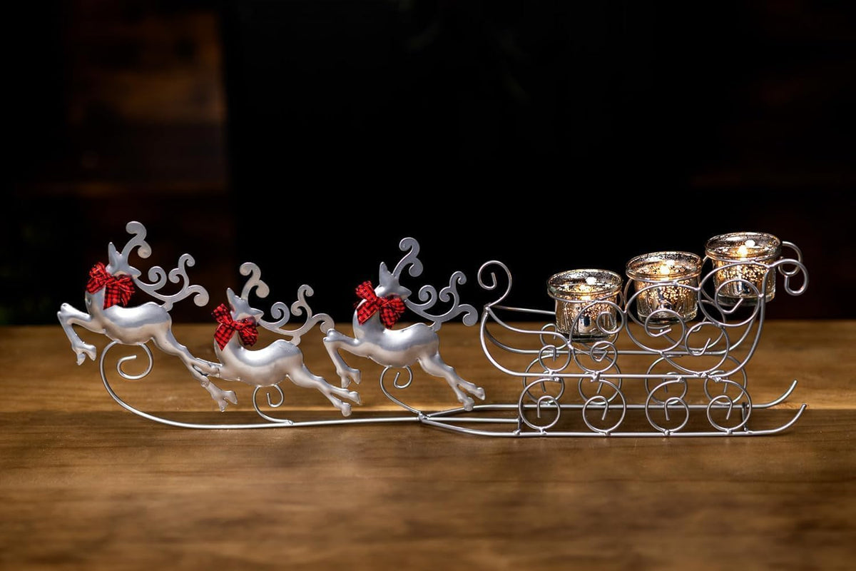 Glass Flying Reindeer Candle Holder Christmas Decoration 59cm