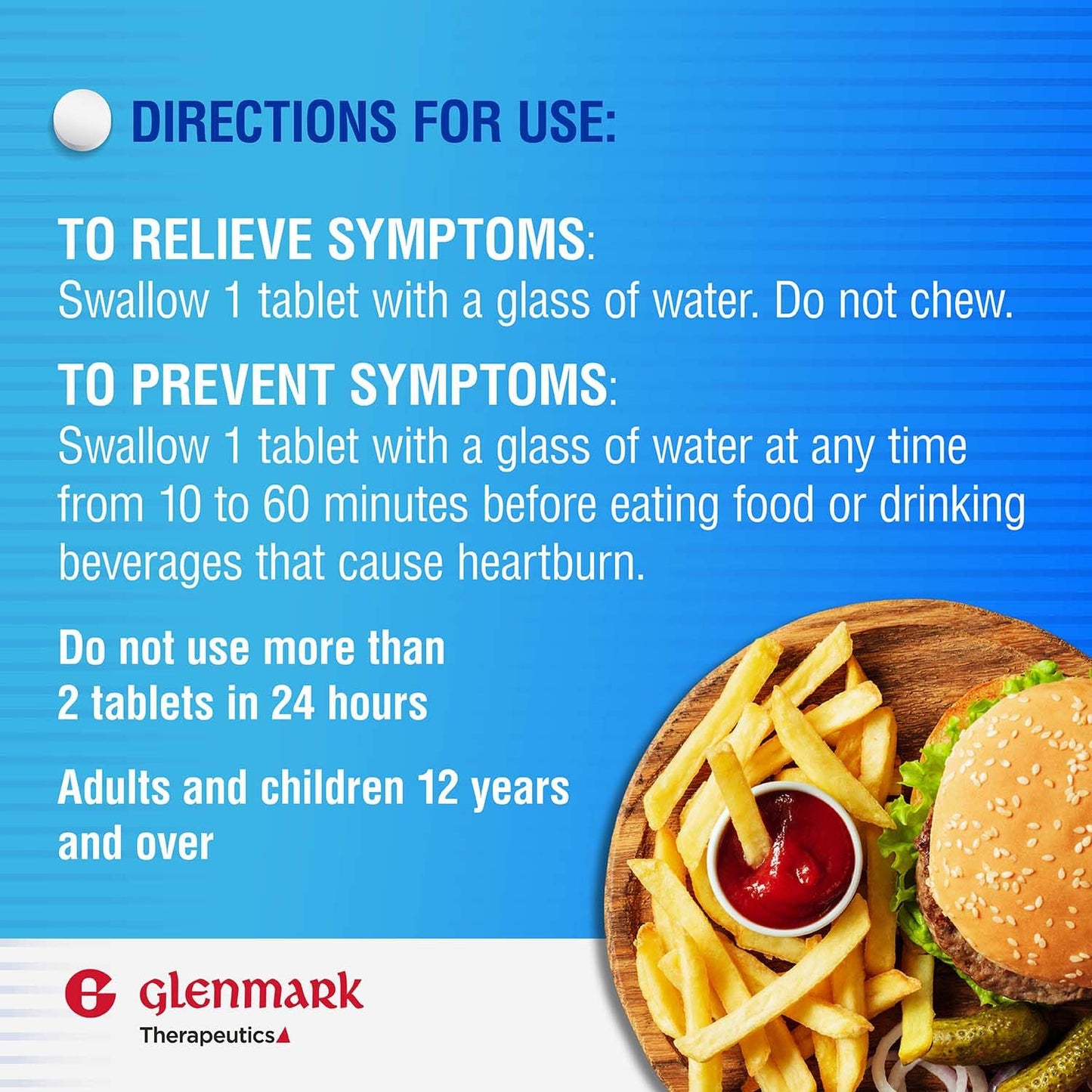 Glenmark Therapeutics Original Strength Famotidine Tablets, 10 mg – 90 Count | Heartburn Relief and Acid Indigestion Support