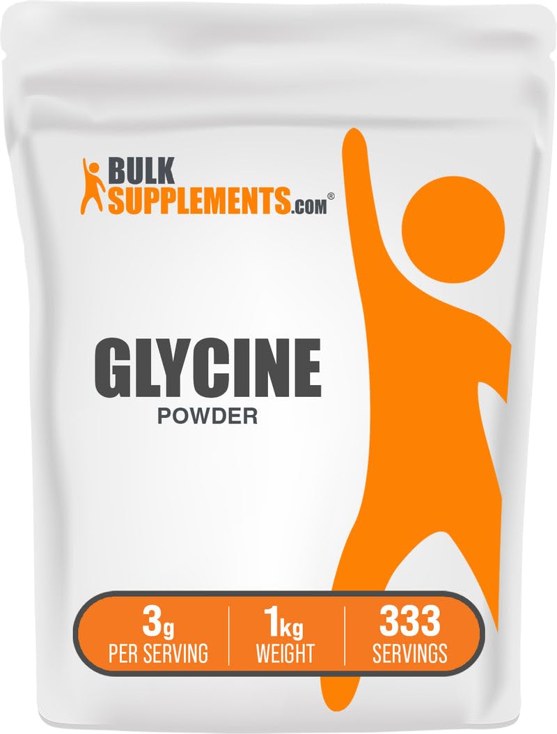 Glycine Powder - Unflavored, Gluten Free | BulkSupplements.com 1kg (2.2 lbs)