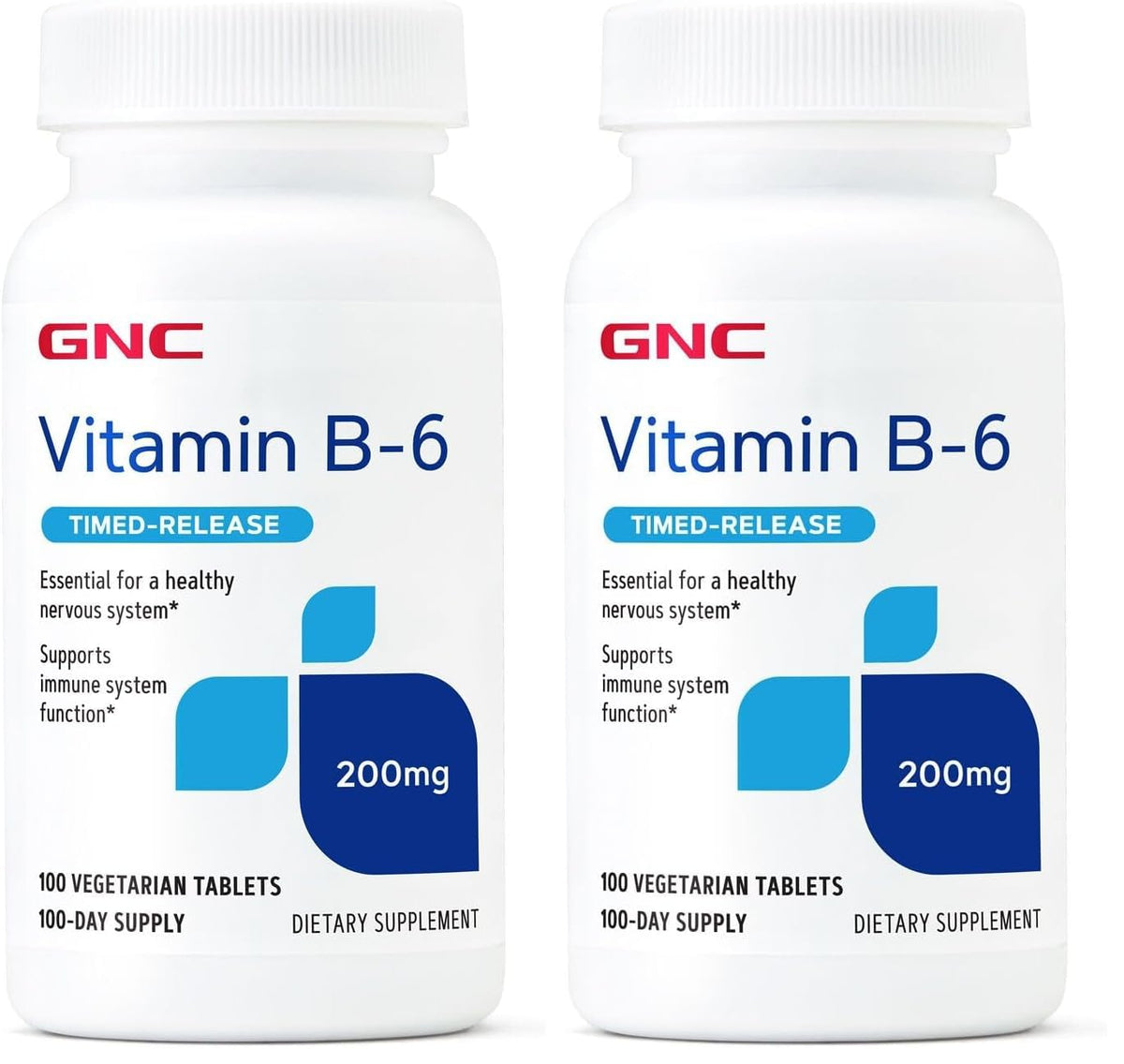 GNC Vitamin B6 200mg Supplement – Immune & Nervous System Support (Pack of 2, 100 Servings)