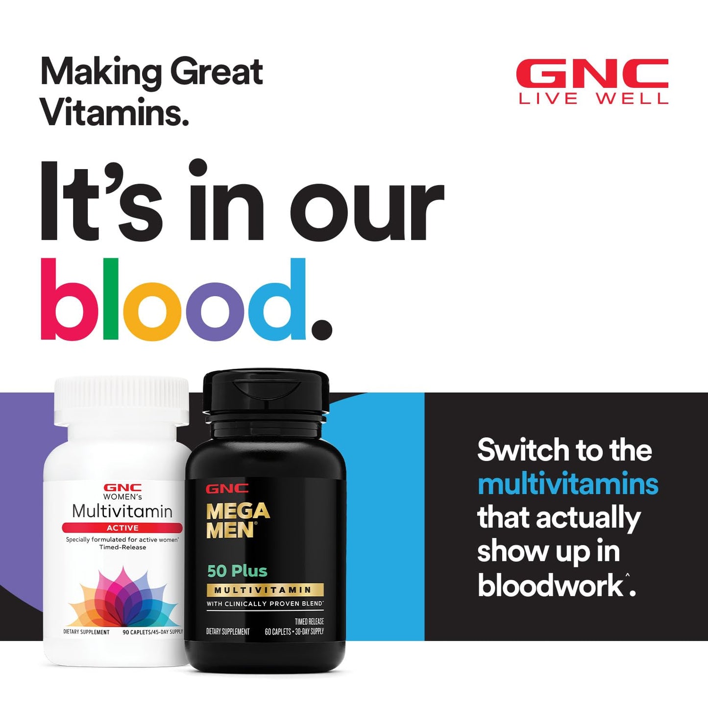 GNC Women’s 50 Plus Multivitamin Caplets | Timed Release, 120 Count, 60 Servings – Immune Support, Bone Health, Memory & Vision