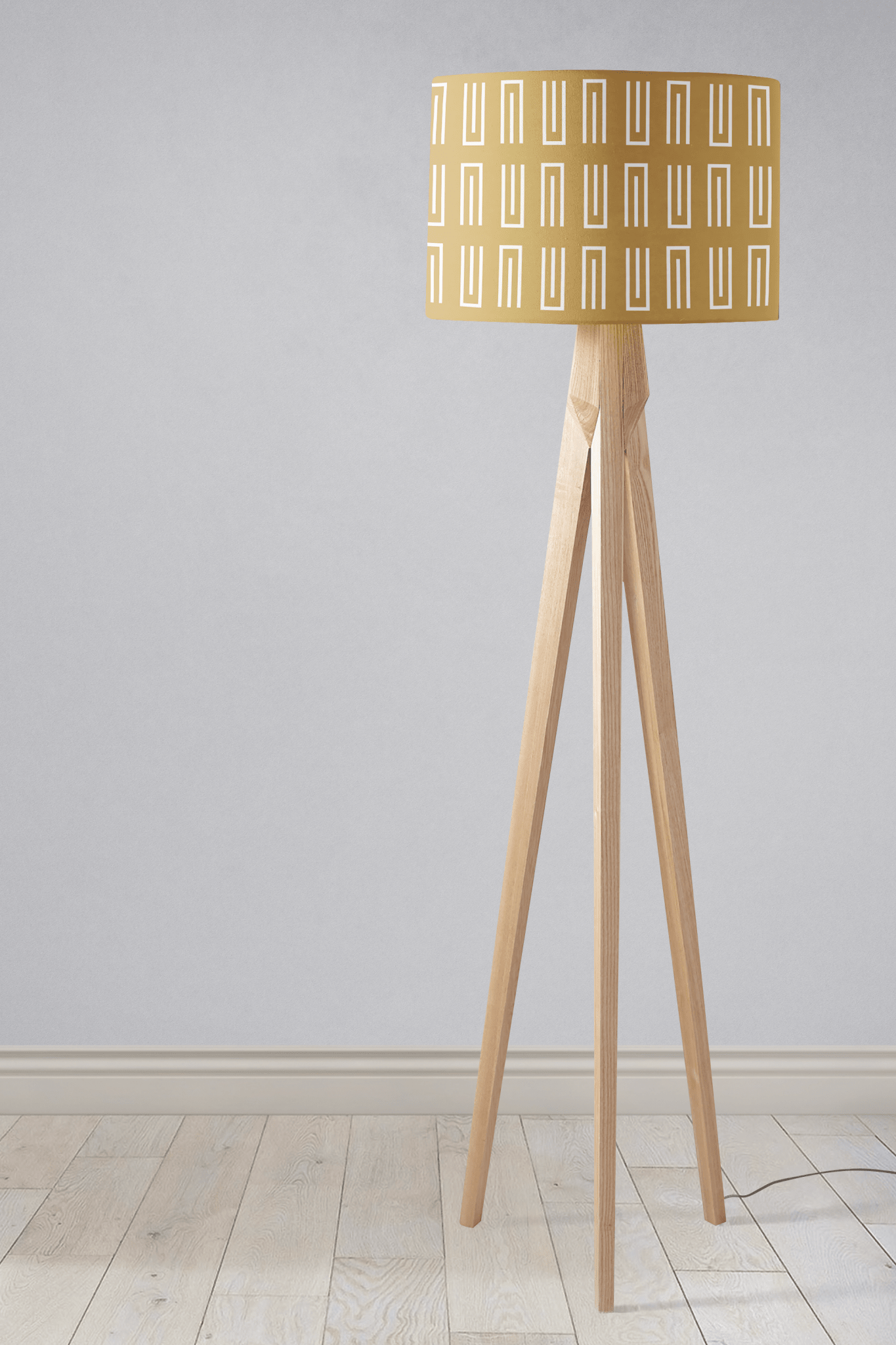 Gold Drum Lampshade, White Geometric Retro Design Shade for Table, Floor or Ceiling Pendant Light