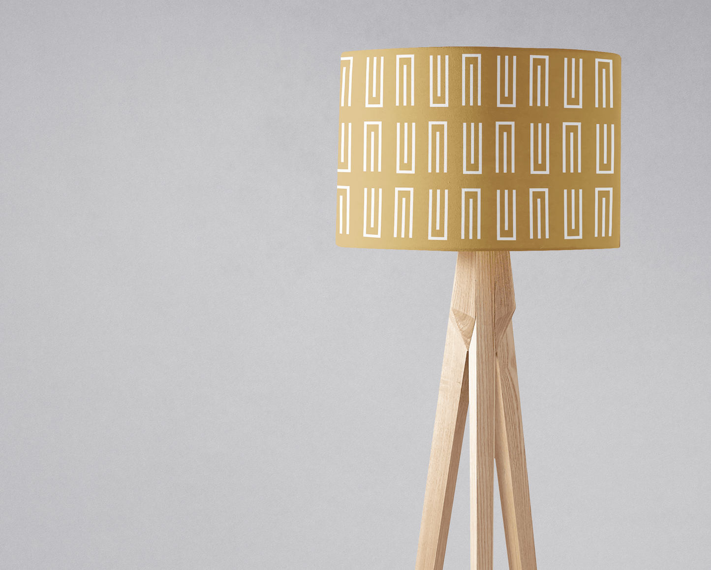 Gold Drum Lampshade, White Geometric Retro Design Shade for Table, Floor or Ceiling Pendant Light