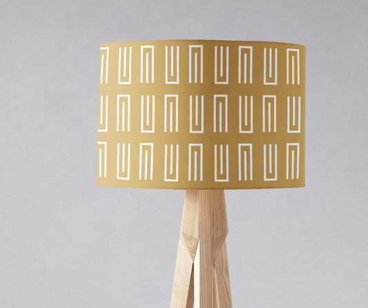 Gold Drum Lampshade, White Geometric Retro Design Shade for Table, Floor or Ceiling Pendant Light