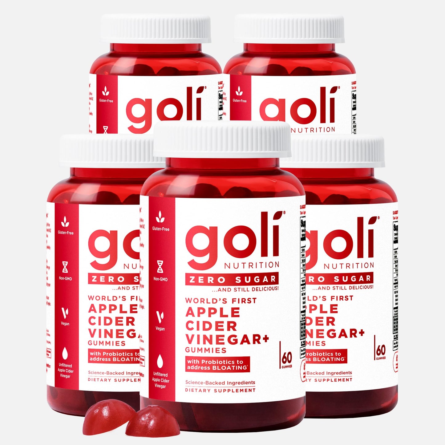 Goli Zero Sugar Apple Cider Vinegar Gummies – Vegan, B12, Probiotics, Gluten-Free