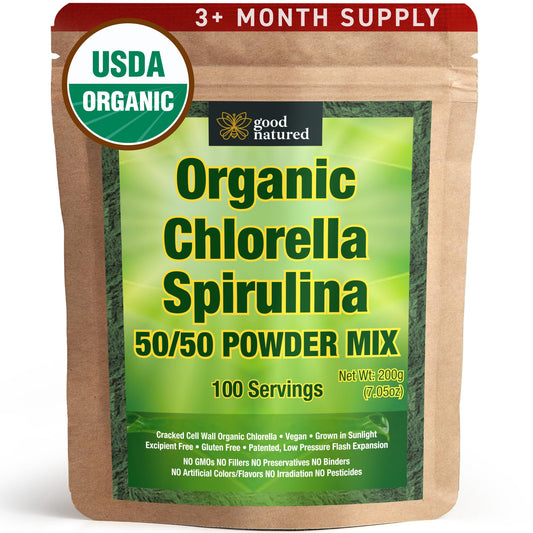 Good Natured Organic Spirulina & Chlorella 50/50 Powder – 3 Month Supply | Vegan & Non-GMO