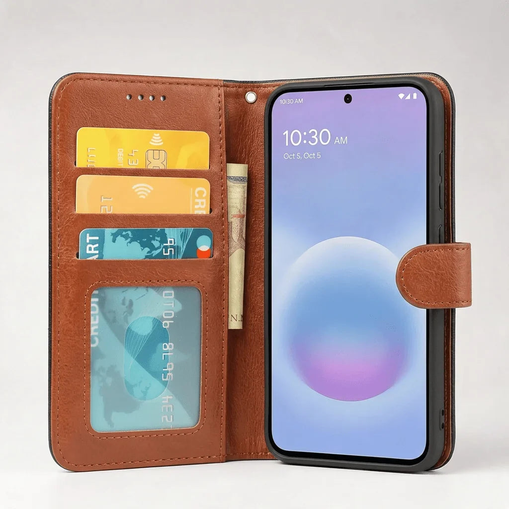 Google Pixel 11 / 10 / 10 Pro Book Flip Case Leather Wallet with Magnetic Closure