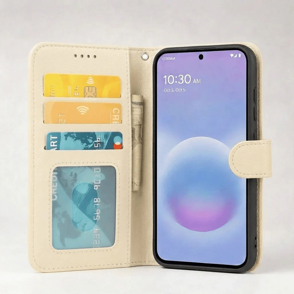 Google Pixel 7 Book Flip Case Leather Wallet with Magnetic Closure