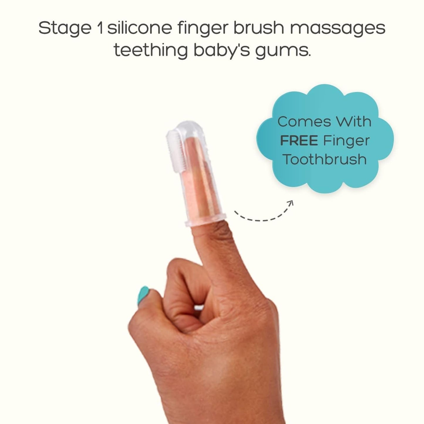 Grabease Double-Sided Finger Toothbrush for Toddlers (Blush) | 12m+ | Recyclable Silicone